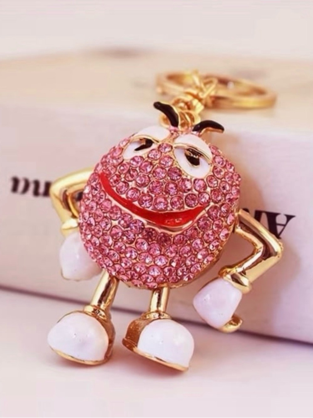 PINK M & M Rhinestone Keychain    ~NEW~
—Makes a Great Gift